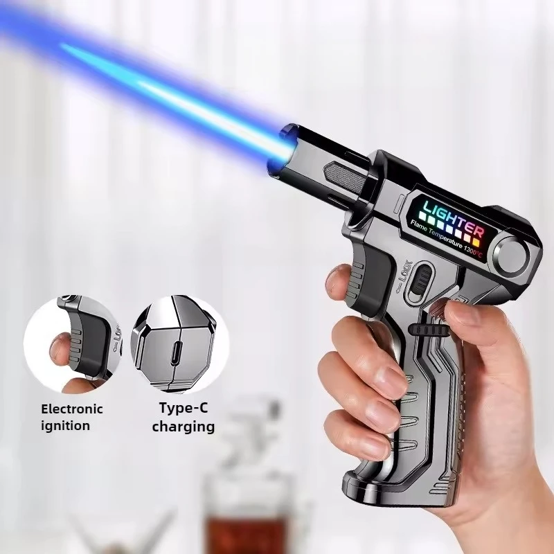 New High-power Spray Gun Gas Lighter Windproof and Refillable Suitable for BBQ Cigar Kitchen Baking and Ignition Tools - Detail 1