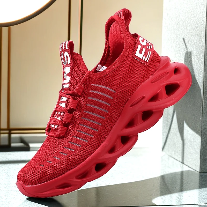 Lightweight Men\'s Running Shoe Comfy Breathable Knit Shock Absorption Non-Slip Sole Jogging Walking Women Sports Outdoor Shoes