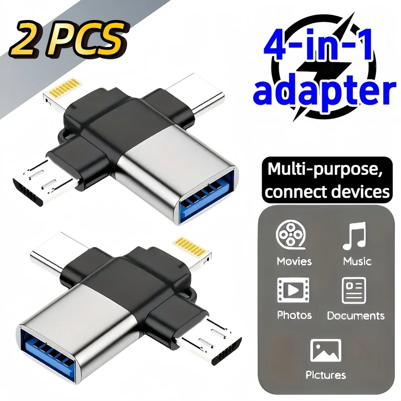2item Four-in-One Card Reader（Support Micro SD/TF Card）——Compatible USB 3.0、USB-A、Type-C and Lightning Interface，Support OTG Fun