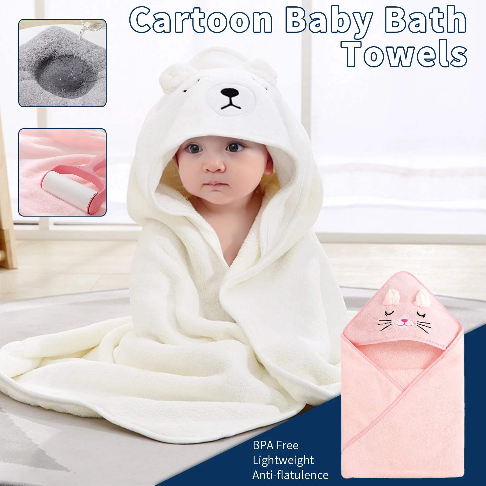 Cartoon Animal Baby Bath Towels Soft Newborn Hooded Towel Blanket Toddler Bathrobe Warm Sleeping Swaddle Wrap Kids Bedding