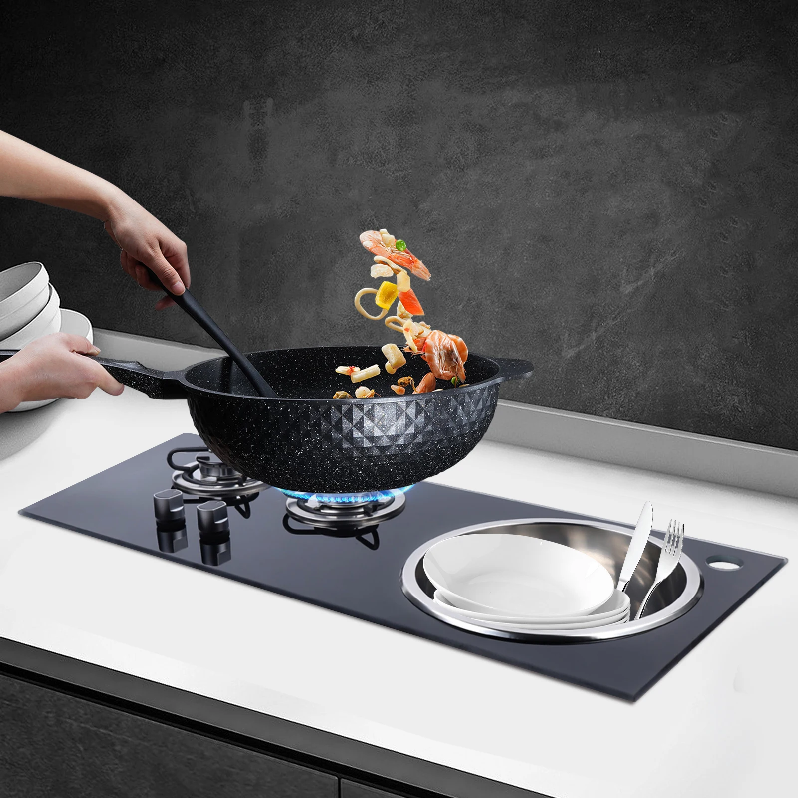 Gas Stove for RV 1.8KW Efficient Combustion Flameout Protection Precise Fire Control Stable Grate Compact Space Safe Ignition