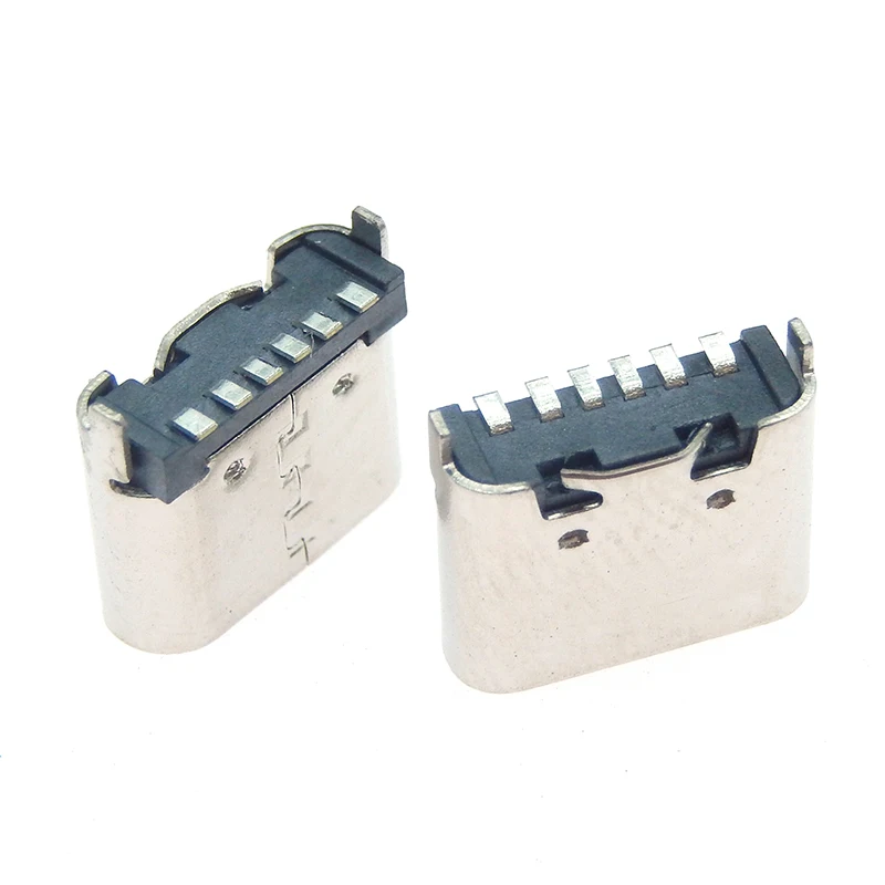 10pcs USB Type C Connector on Board 6Pin 6.8/6.85MM 180 Degree Vertical Sticker High-speed USB-3.1 Female Socket