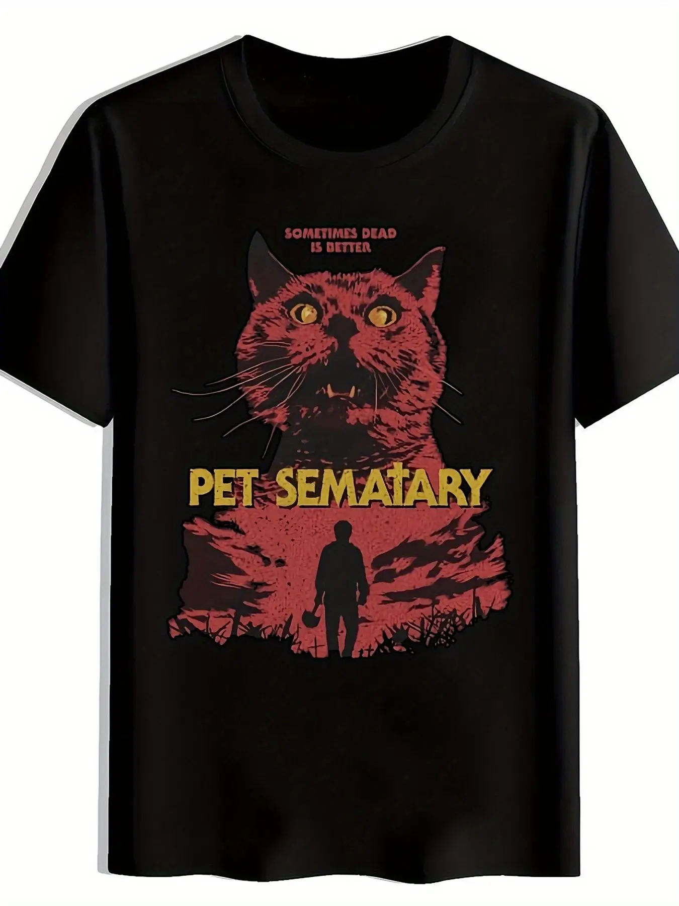 

Мужская футболка Pet Sematary Horror — «Иногда мертвый лучший» в стиле Стивен Кинг, вдохновленный дизайн с культовым красным котом и книжным текстом