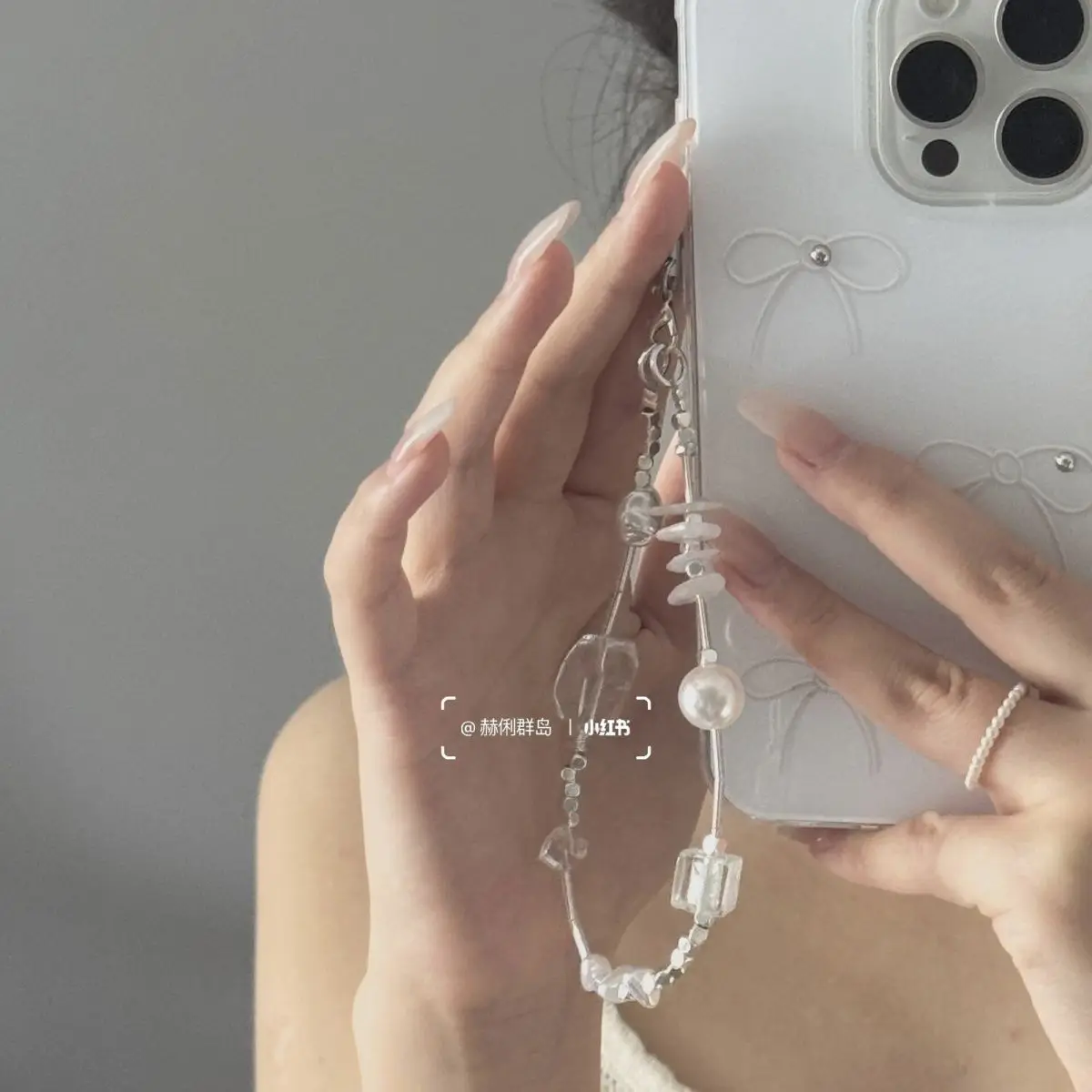 Minimalist High-End Pure Water Style Phone Case Charm Lanyard CCD Camera Card Album Decoration Creative Phone Wrist Strap