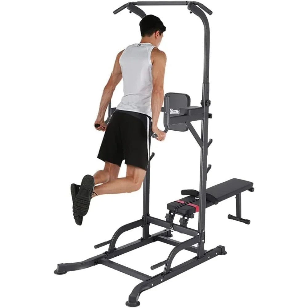 

Pull Up Bar Station, Power Tower with Adjustable Heights and Weight Bench Angles, Pull Up Bar Free Standing, Strength