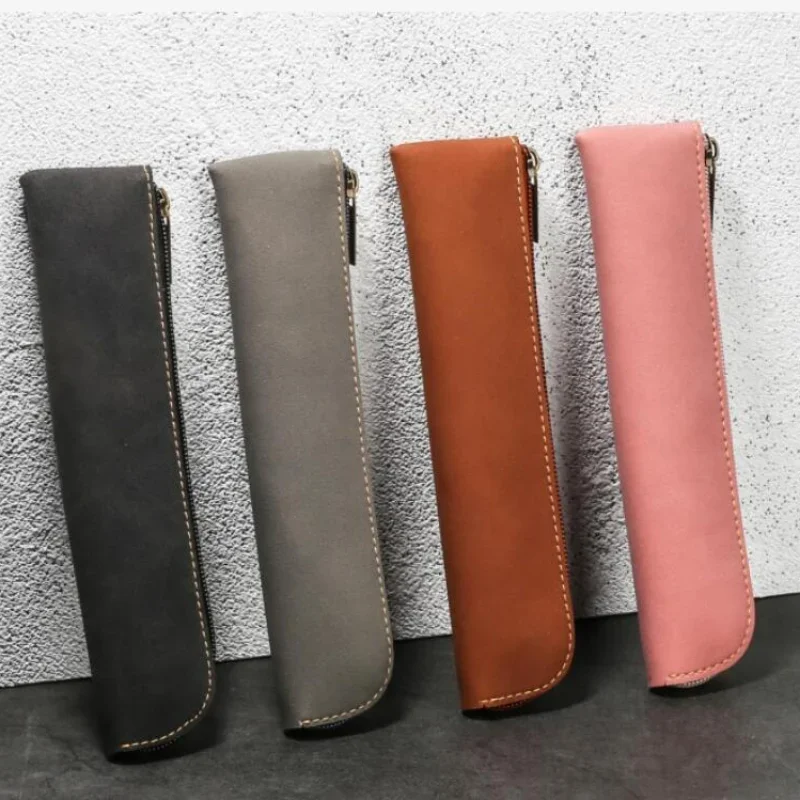 

Large Capacity Pencil Bag PU Leather Pen Sleeve Protective Cover Zipper Pencil Pouch Pen Holder Student School Office Supplies