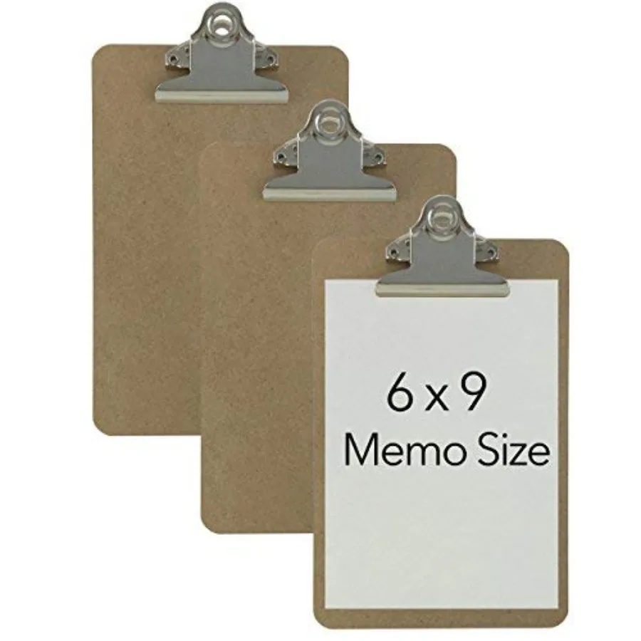 

Memo Size 6'' x 9'' Clipboards Standard Clip Hardboard Pack of 3 (Pen Not Included - for Scale Only)