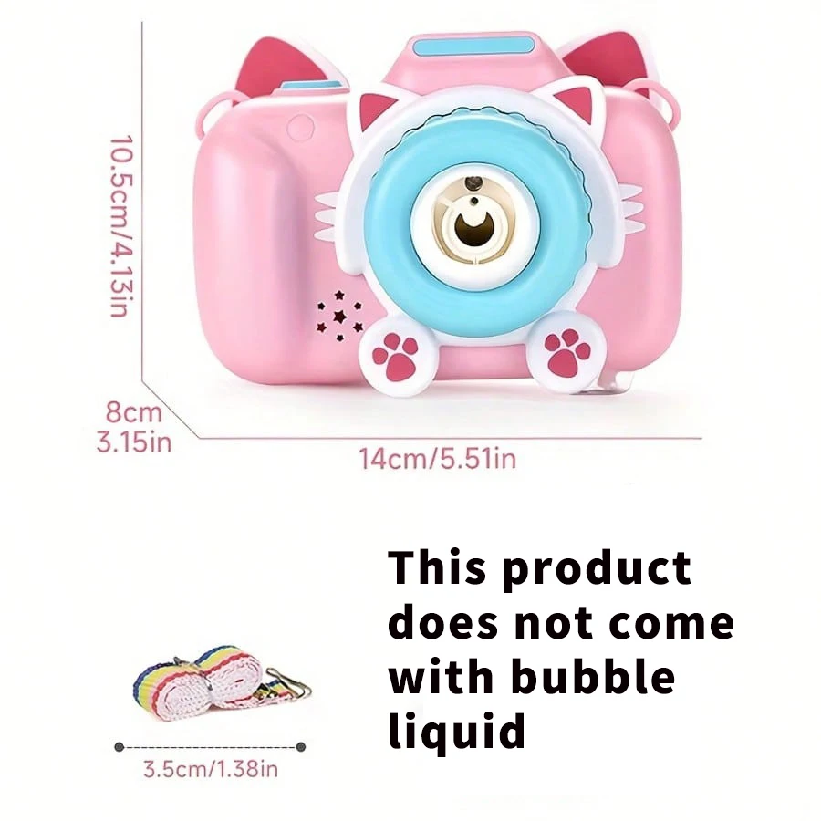 Brinquedo da máquina da bolha da câmera dos desenhos animados, soprador automático da bolha para meninos e meninas, apropriado para jogos ao ar livre, presentes de aniversário