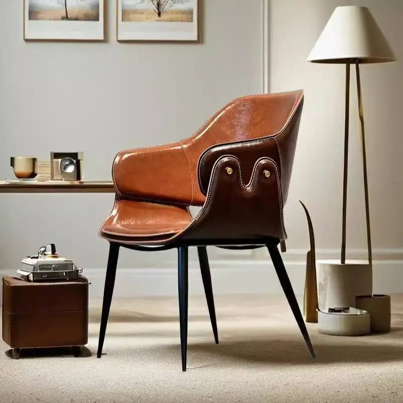 

Faux Leather Luxury Dining Chairs Antique Elegant Pliable Office Sofa Living Room Conference Sedie Sala Da Pranzo Furniture