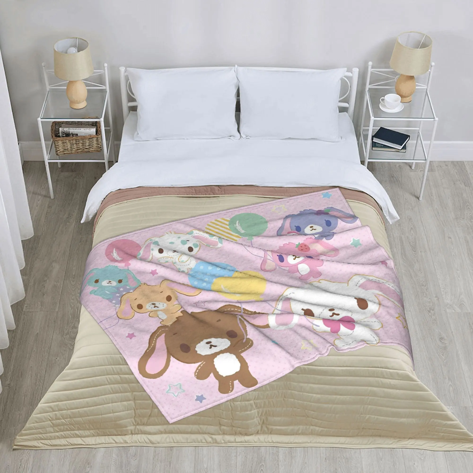 Cute  Sugar Rabbit Fuzzy Blankets Bunny Funny Throw Blanket for Home Hotel Sofa  125*100cm Rug Piece view 4