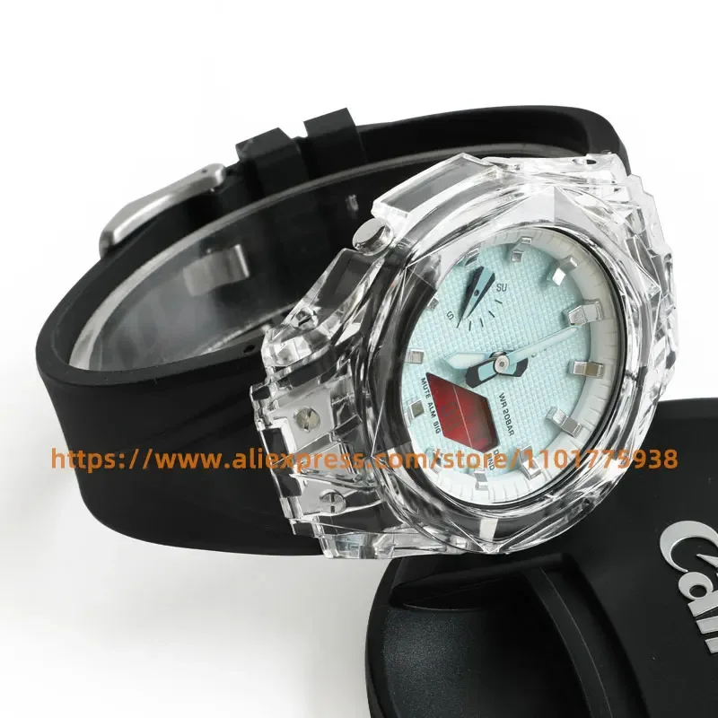 لساعة كاسيو المطاطية GA-2100 GA 2110 Glacier Clear Case-حزام شفاف الحافة أصفر أسود سوار استبدال أجزاء