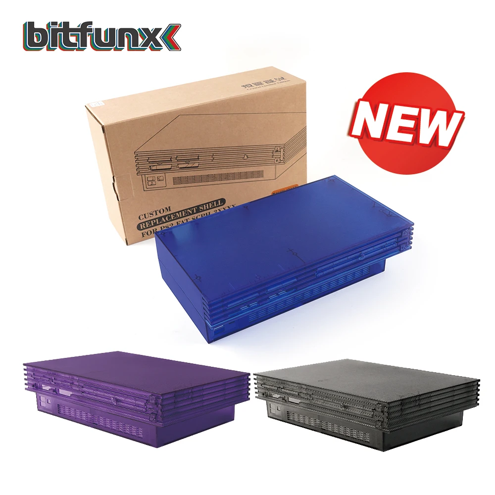 BitFunx Clear Shell For PS2 Fat Shell Replacement Case For PS2 Fat (3xxxx Series) Retro Game Console