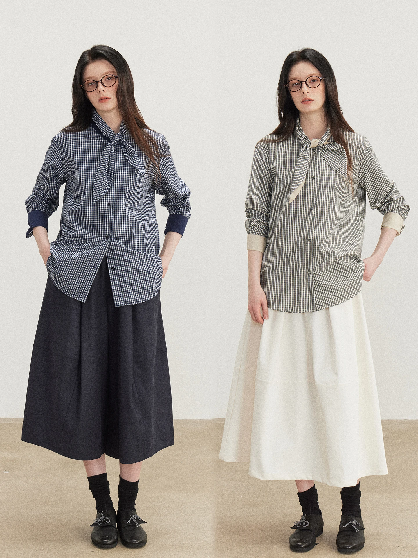 

Retro Plaid Sa Casual Layered Long Sve Cotton irt Women Early Spring New Commuter Sle Versatile Lazy Pure Cotton Top