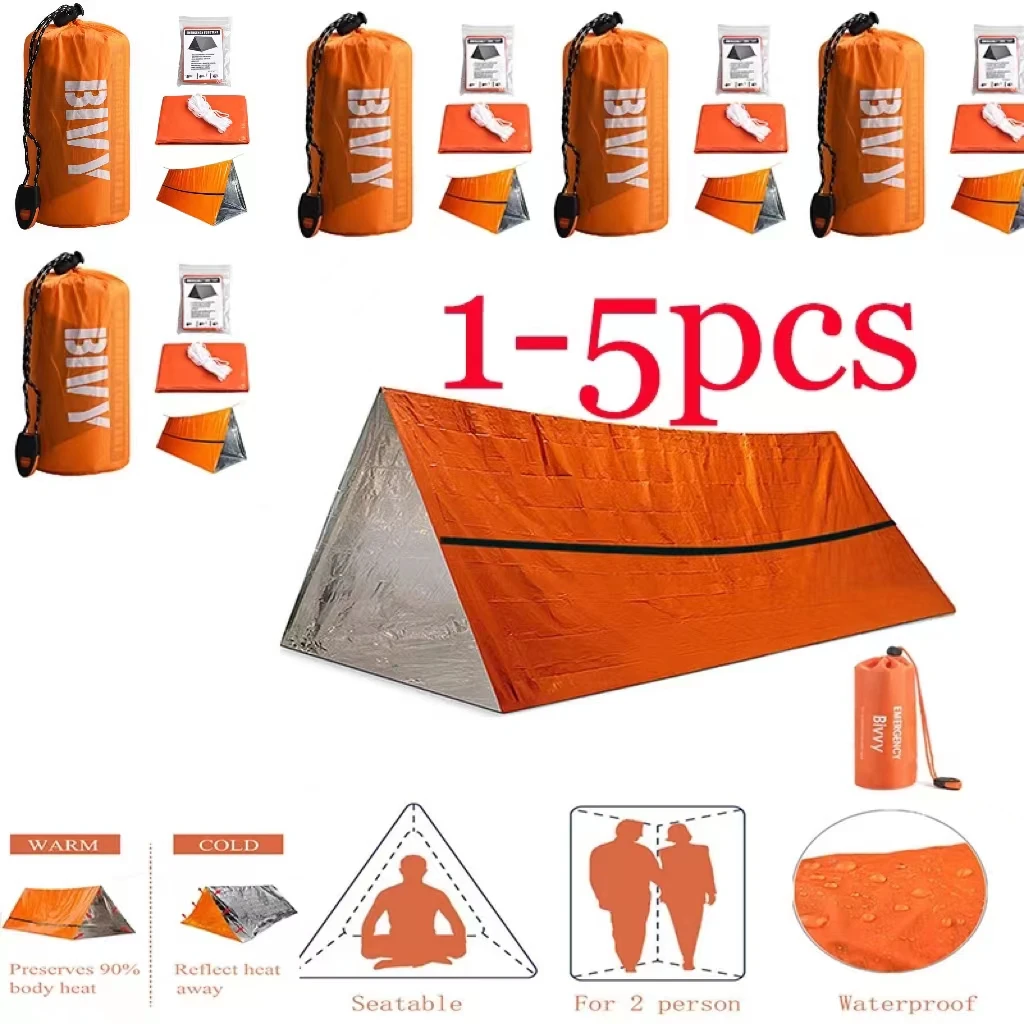 1 pz-5 pz rifugio di emergenza Bivy Kit tenda di sopravvivenza Mylar tubo tenda sacco a pelo impermeabile Outdoor SOS coperta termica riutilizzabile