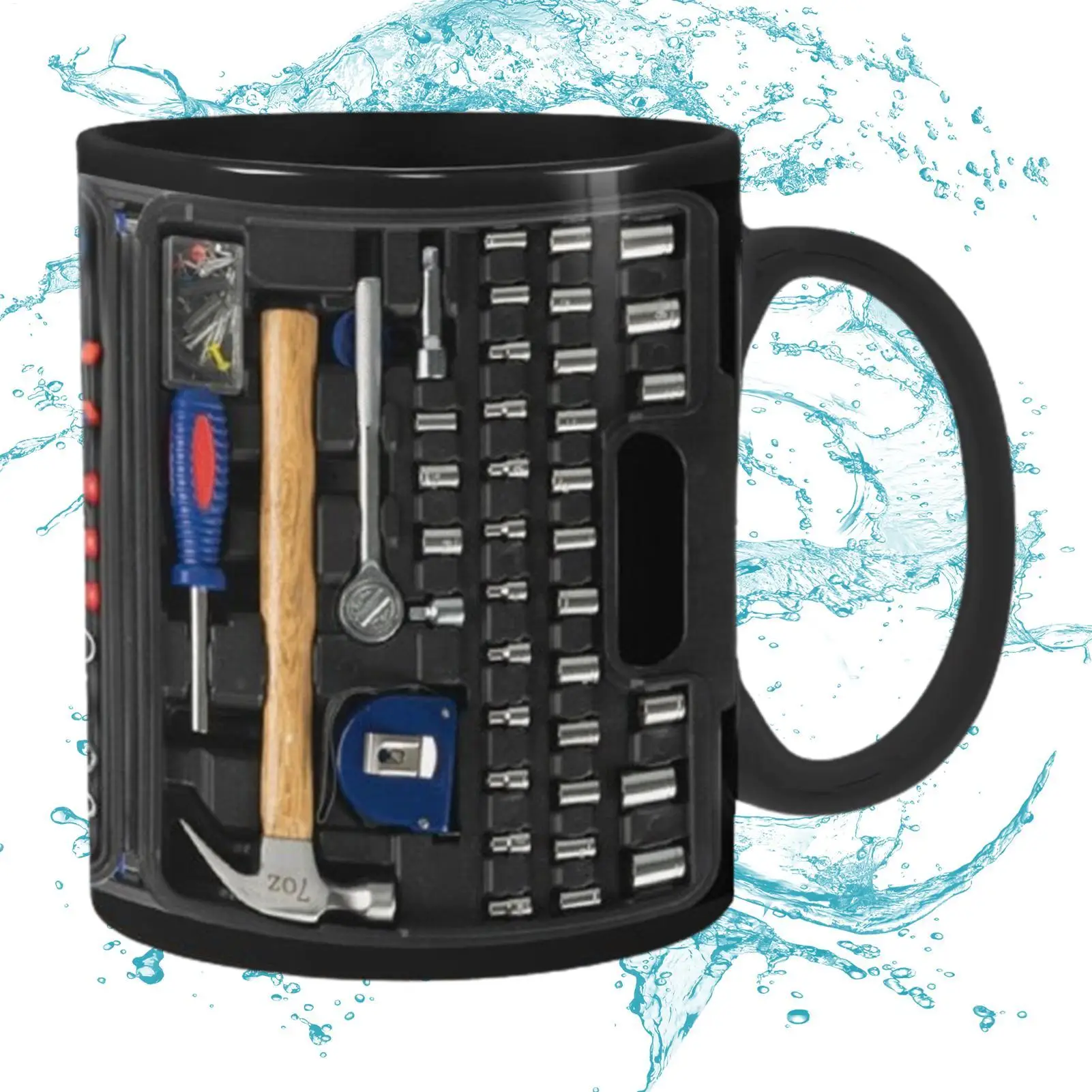 Mechaniker-Tasse, lustige schwarze Keramiktasse für Kaffee, große Tee- und Kaffeetasse, schwarze Keramiktasse für Whisky, Saft, Wein, Bier, Suppe