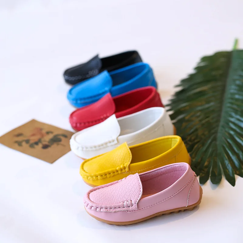 Children's Shoes Casual Unisex Boys Girls Soft Loafers Slip-on PU Leather Shoes Fashion Comfortable Baby Flats Toddler Moccasins