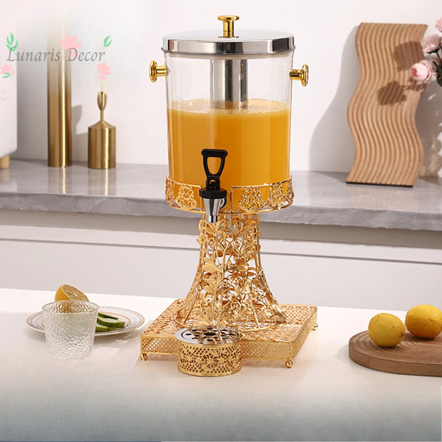 Gold-plated juice stand ice bucket with dragon juice machine pc bucket buffet juice bucket