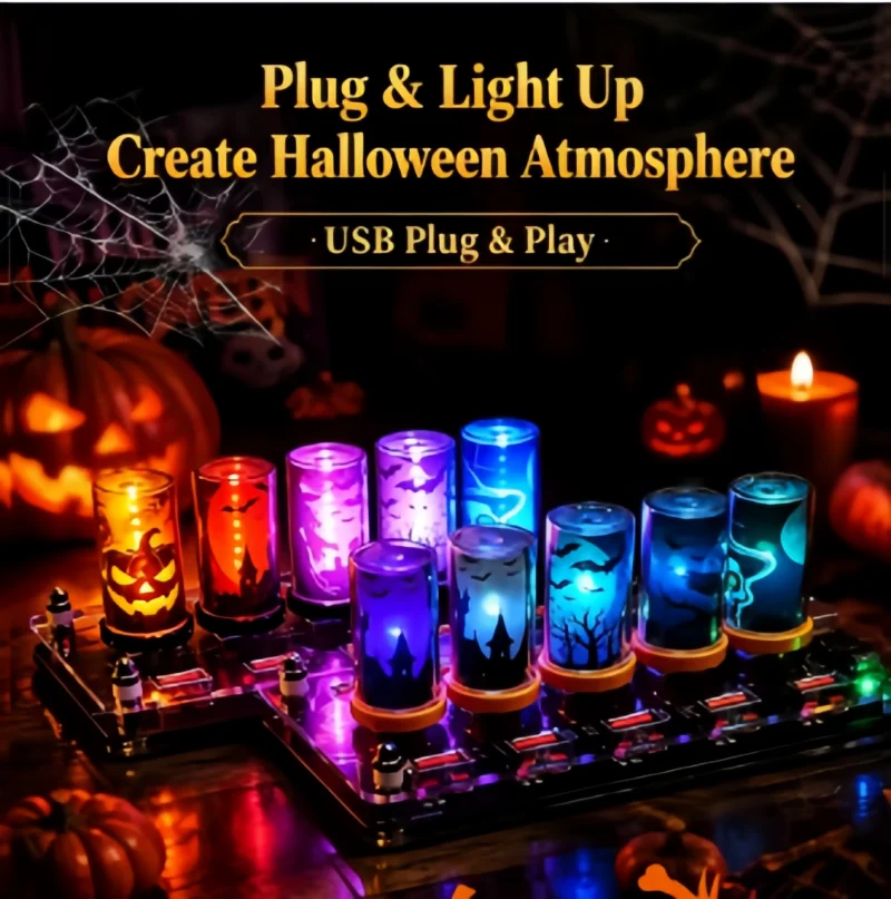 Halloween Decor Glass Night Lamp Car USB Touch Control LED Atmosphere Light for Home Bedroom Desktop Party