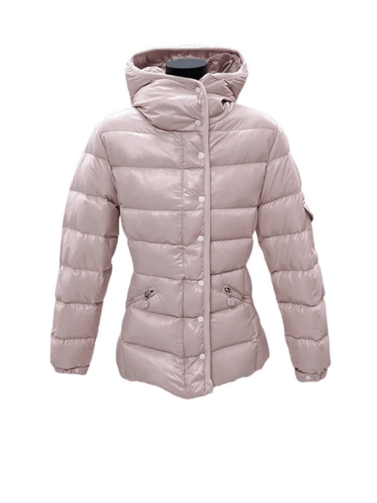 

Очаровательное розовое женское весеннее новое хлопковое джето с капюшоном, уникальное супер красивое пуховое хлопковое пальто, модное корейское пальто
