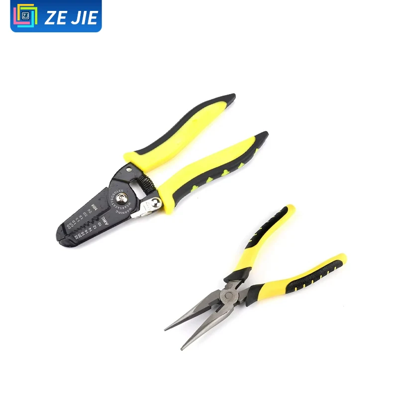Electronic Pliers Set: Diagonal Cutting Pliers, Electronic Cutting Pliers, Flush Cut Nippers, Long Nose Pliers, Wire Strippers,