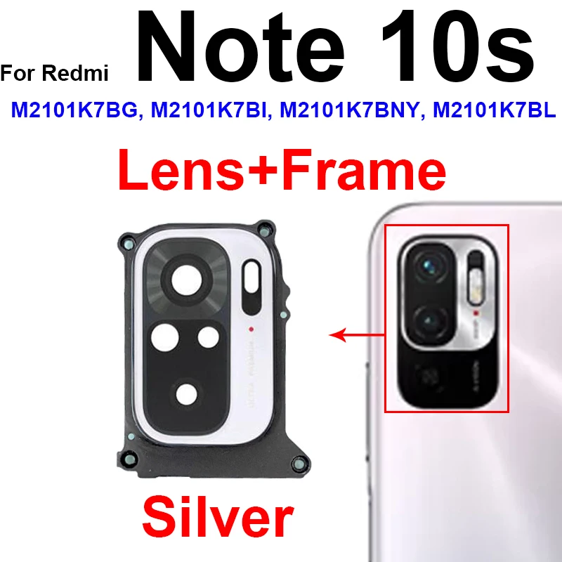 Main Rear Camera Glass Lens Frame Holder For Xiaomi Redmi Note 10 Note 10S Note 10T 5G Back Glass Lens with Sticker Glue Parts