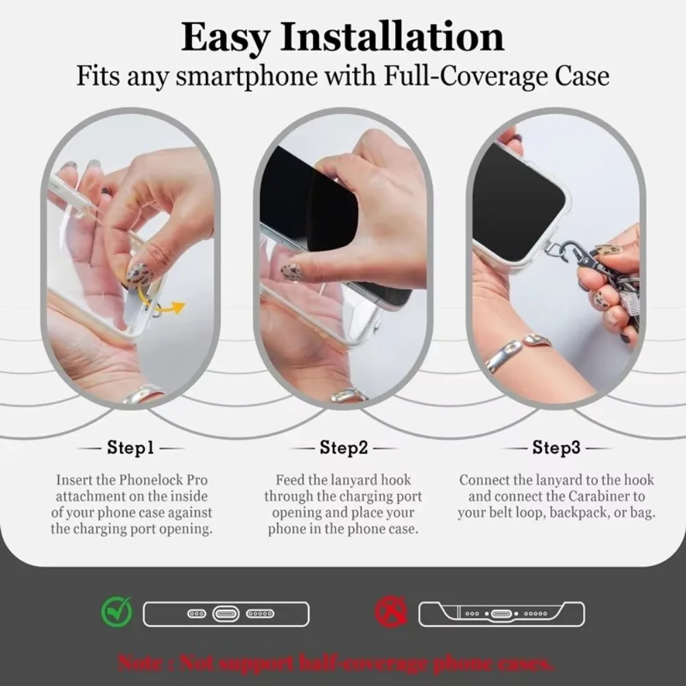 Retractable Phone Holder Lanyard Anti-Theft Anti-Drop Retractable Keychain Safety Lanyard Metal Clip Anti-Theft Lanyard