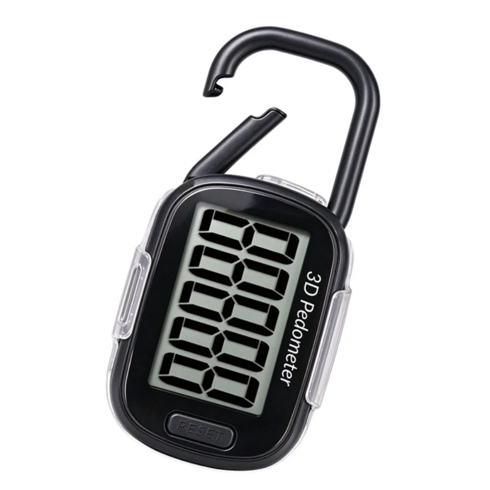 3D Pedometer Step Counter Large LCD Screen With Carabiner Clip And Waist Belt For Walking Running Fitness Tracking Device