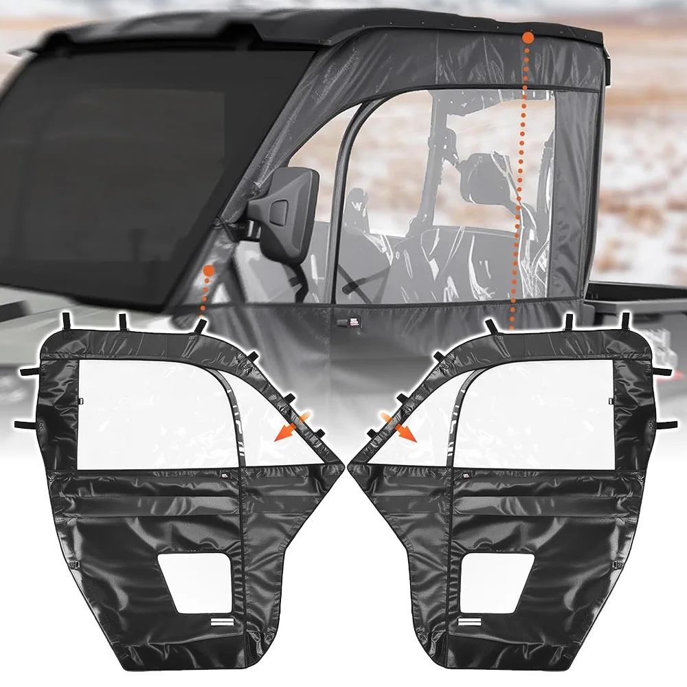 أبواب علوية ناعمة UTV PVC متوافقة مع Can-Am Defender HD 7/8/9/10 DSP XT XMR 2017-2024 مع نوافذ جانبية قابلة للدوران