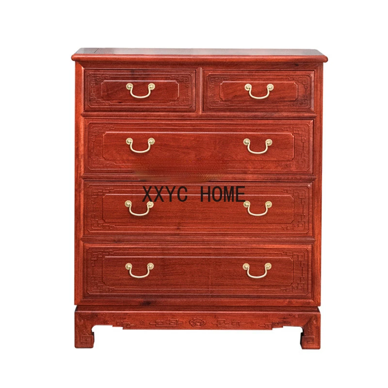 

Solid Wood Mahogany Light Luxury Carved Rosewood Chest Of Drawers Furniture