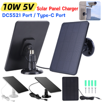 IP Security Camera Charger Power Supply 10W 5V Monocrystalline Solar Panel Charger Type-C DC5521 for Intelligent Doorbell Camera