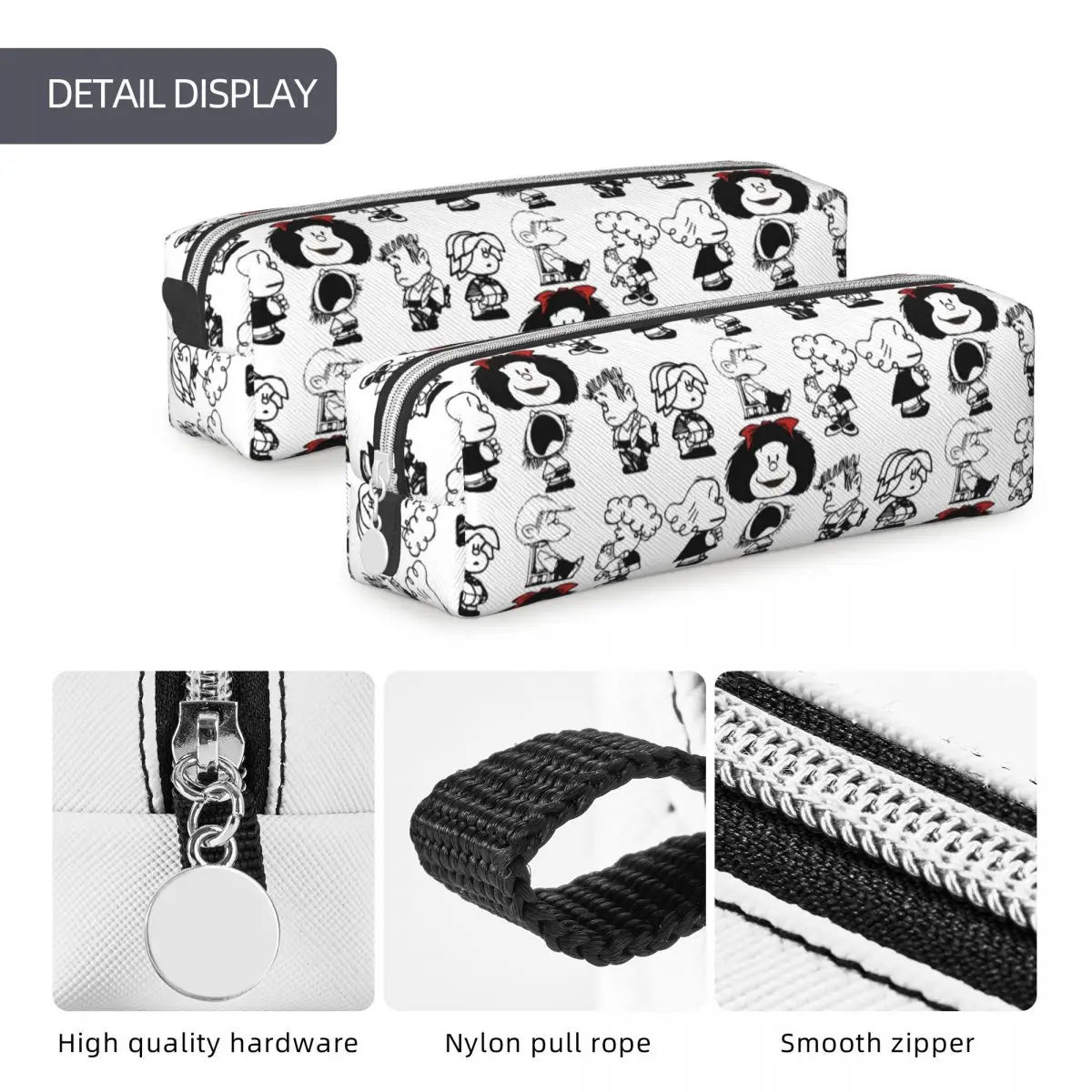 Mafalda Characters Pencil Cases Cartoon Pencilcases Pen Holder for Student Big Capacity Bag Students School Zipper Stationery