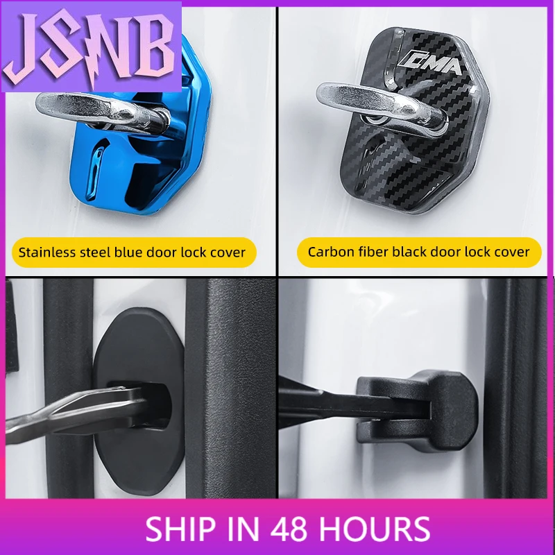 New LINNUNU 4PC Car Door Lock Decoration Cover Check Arm Protection Limiter Hinge Screw caps For Geely Boyue L Atlas II Starray
