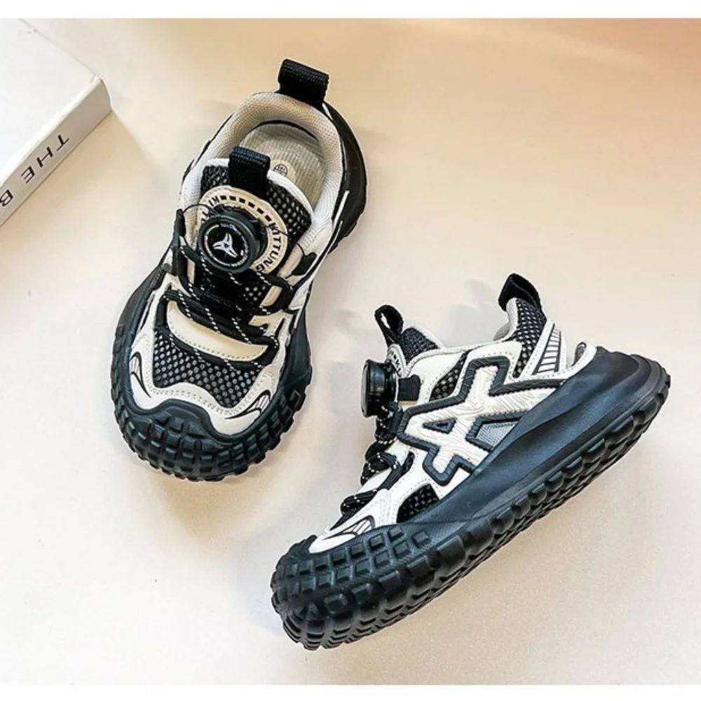 

Детские спортивные сандалии с вращающейся застежкой, кроссовки для школьников, летние новые дышащие сетчатые кроссовки для бега