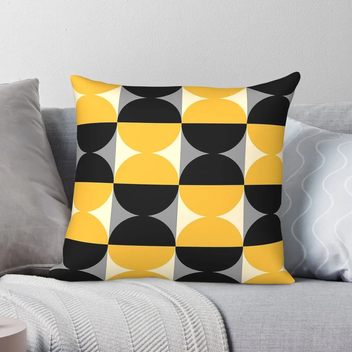 Mid Century Modern Geometric Square Pillowcase Polyester Linen Velvet Creative Zip Decorative Throw Pillow Case Bed Cover 18
