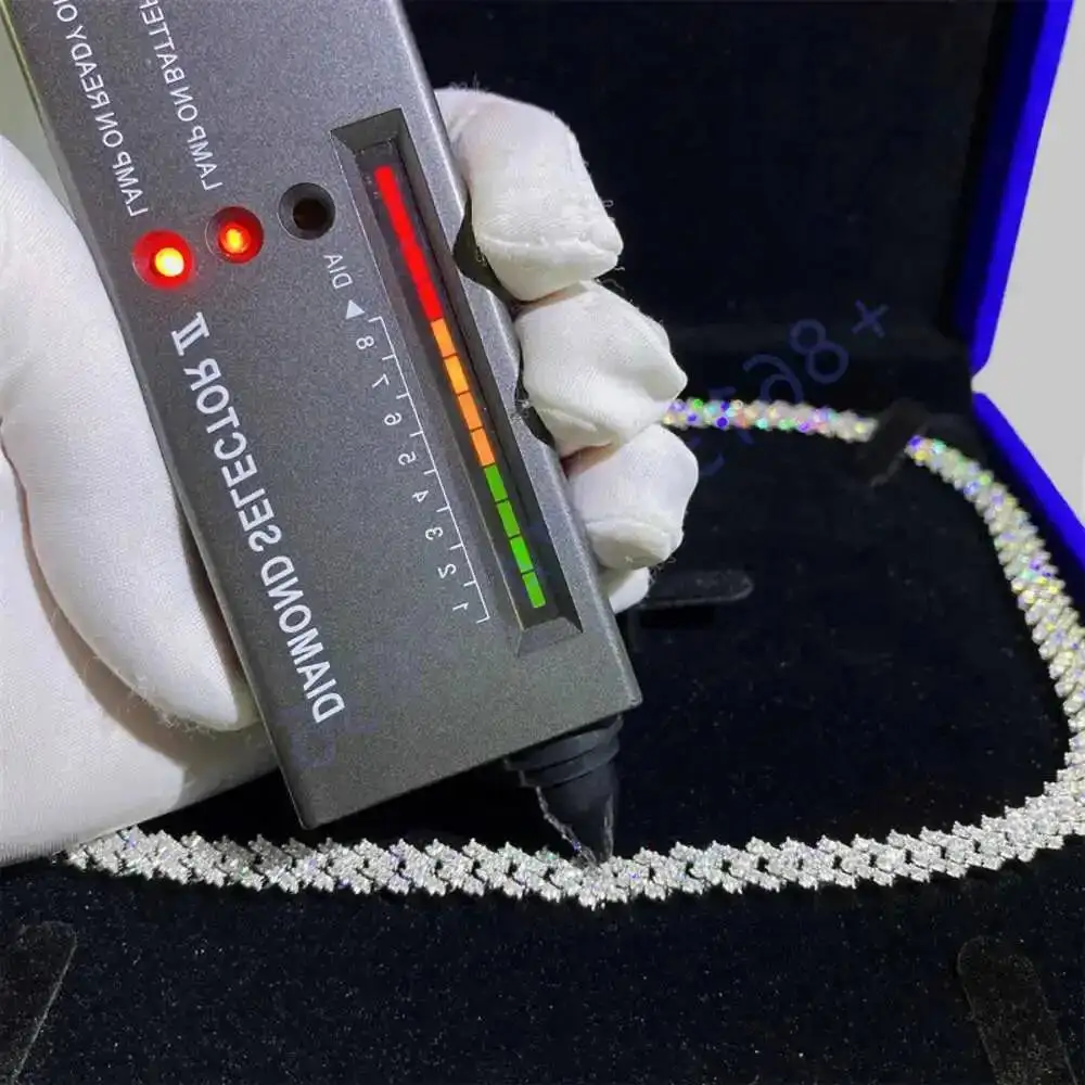 

Ширина 8 мм, блестящие ювелирные изделия в стиле хип-хоп, Vvs, муассанит, кубинская цепочка со льдом