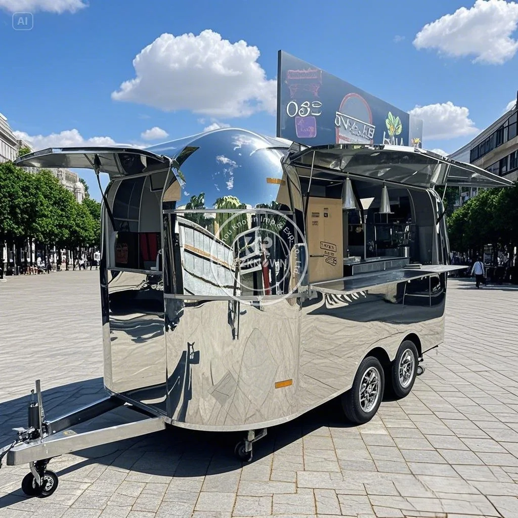 Edelstahl Hot Dog Kaffee Eis Verkaufswagen Restaurant Mobiler Fast-Food-Anhänger LKW zu verkaufen