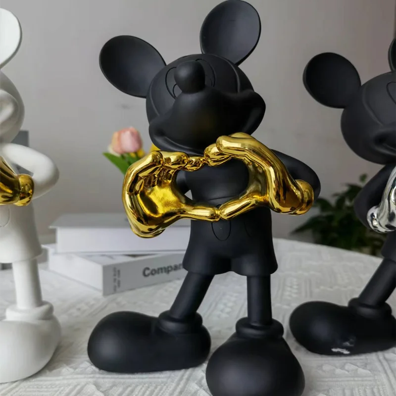 28/30cm Disney Mickey Mouse Figure Children Toy Resin Model Cute Mickey Love Sitting Movable Doll Home Furnishing Halloween Gift