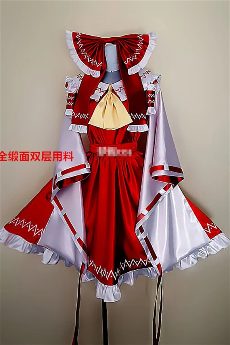 COSLEE [XS-3XL] Touhou Project Hakurei Reimu Red Lolita Dress Daily Uniform Cosplay Costume Women Halloween Outfit Custom Made