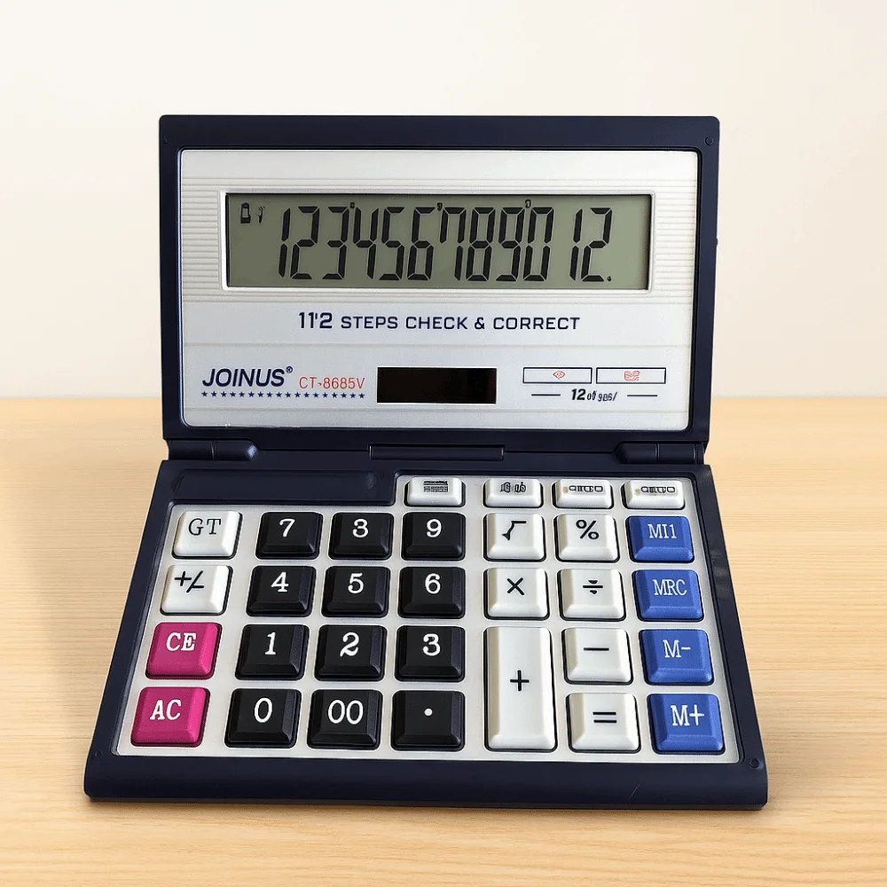 

Складной складной раскладной калькулятор, 12-значный портативный солнечный калькулятор, многофункциональный финансовый офисный калькулятор с большим экраном