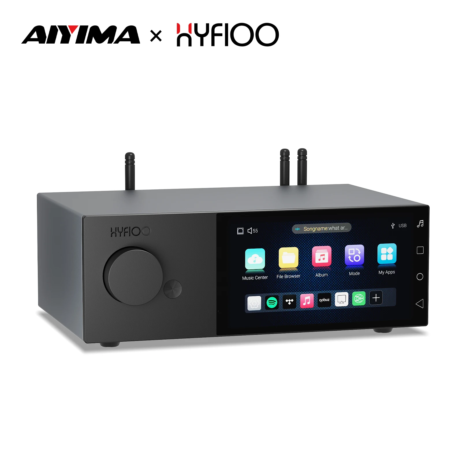 AIYIMA X HYFIOO DM100 Bluetooth 5.4 Music Streamer Media  Wireless Audio Player 5.5 inch LCD Compatible with AirPlay NAS Spotify