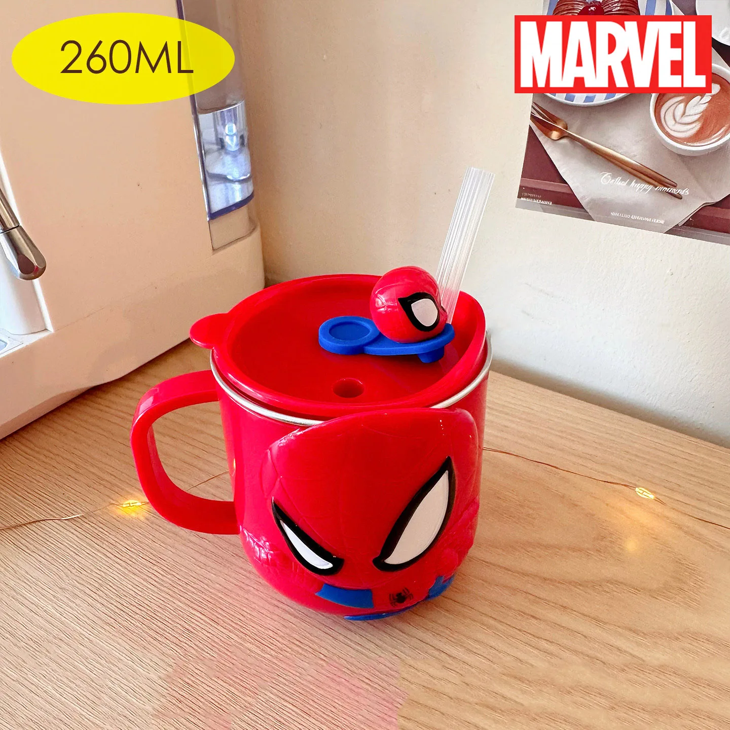 Marvel Spider-Man Edelstahlbecher, wiederverwendbarer Becher mit Strohhalm, tragbare Wasserflasche, Geburtstags- und Weihnachtsgeschenk für Marvel-Fans – Detail 10