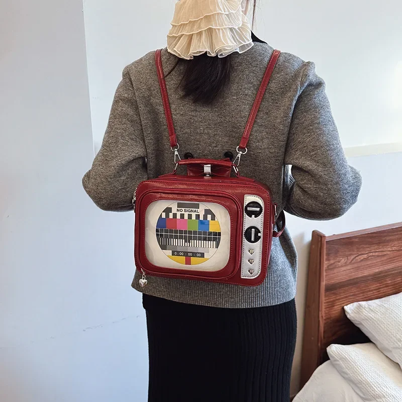 

Retro TV Box Handbags for Women Square Bag Fashion Leather Personalized Creative Shoulder Bag Woman PU Crossbody Purse