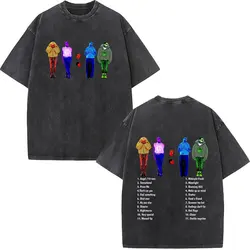 Rapper Chris Brown Breezy Bowl XX Tour 11:11 Vintage Washed T Shirt Men Women Fashion Hip Hop T-shirts Cotton Oversized T Shirts