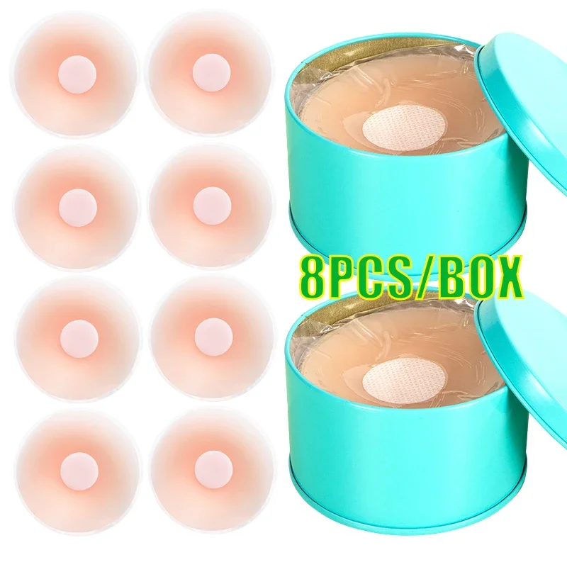 

8 Pcs Silicone Nipple Cover Reusable Women Breast Petals Lift Invisible Pasties Bra Padding Stickers Patch Boob Pads Adhesive