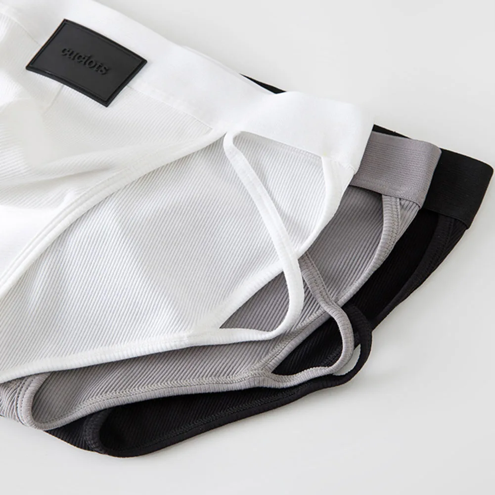 Sports Wear Men Cotton Briefs U Pouch Underpants Close Fitting Breathable Underwear Classic Style Elastic Fabric