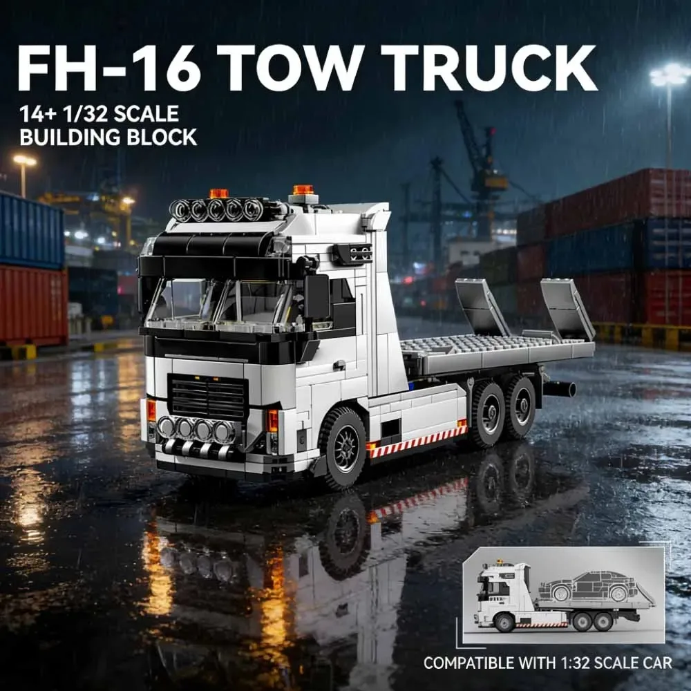 

FH-16 Heavy Tow Truck Building Blocks, a heavy truck cab compatible with 1:32 scale car models. The perfect Valentine's Day gift