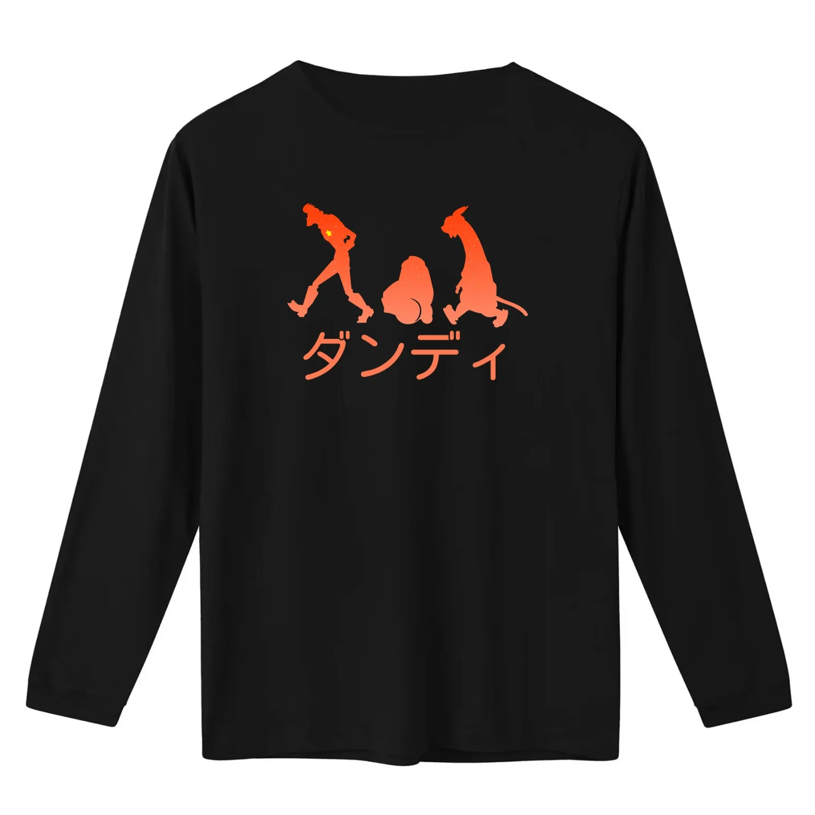 Space Dandy Silhouette Dandy (Orange) T-Shirt Summer Casual Cotton Tee Oversized Streetwear Tops Vintage Graphic Print