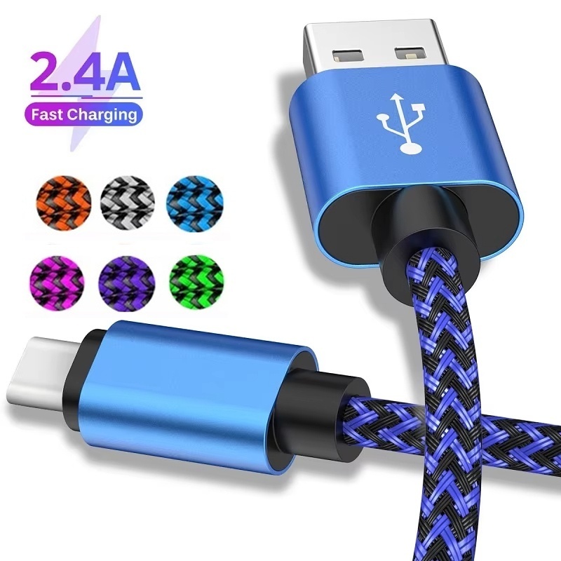  1M 2M 3M USB A Type C Cable Date Sync Fast Charging Nylon Braided Charger Wire For Xiaomi Huawei Android Phone Cable Accessories 