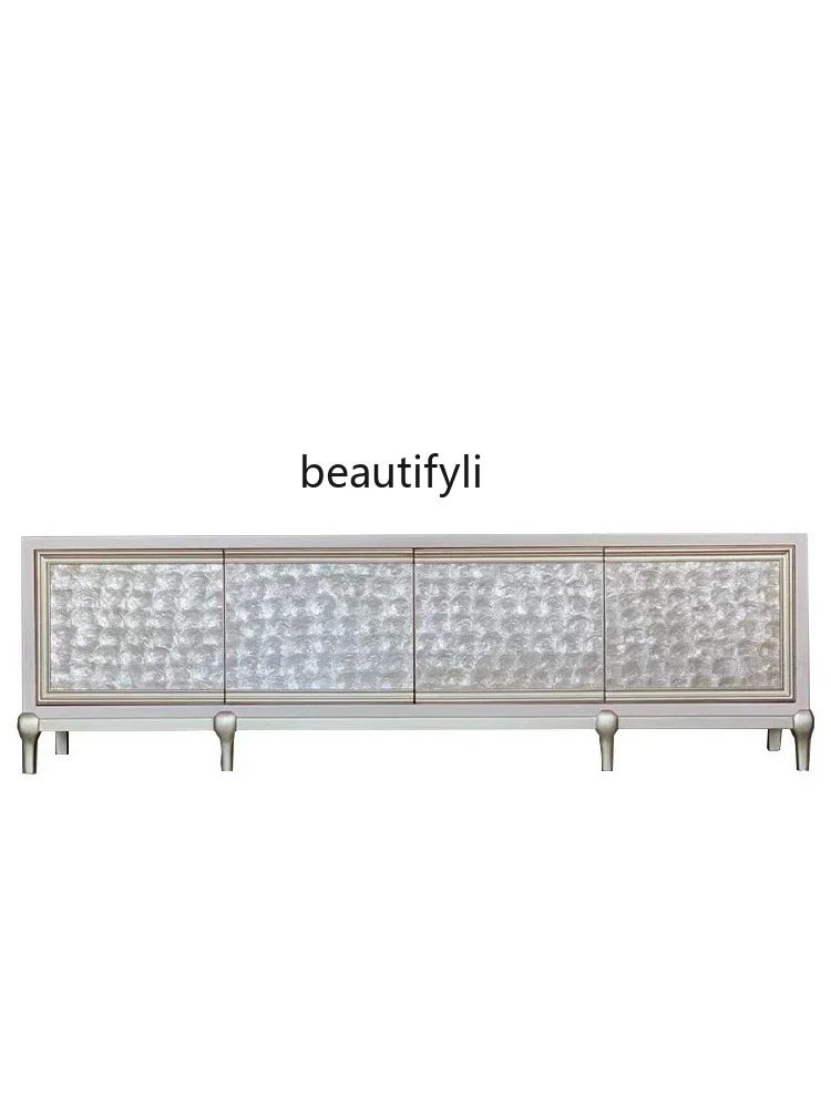 E153 K185 American Light Luxury TV Cabinet and Tea Table Modern Simple Shell Background TV Stand Small Apartment Living Room