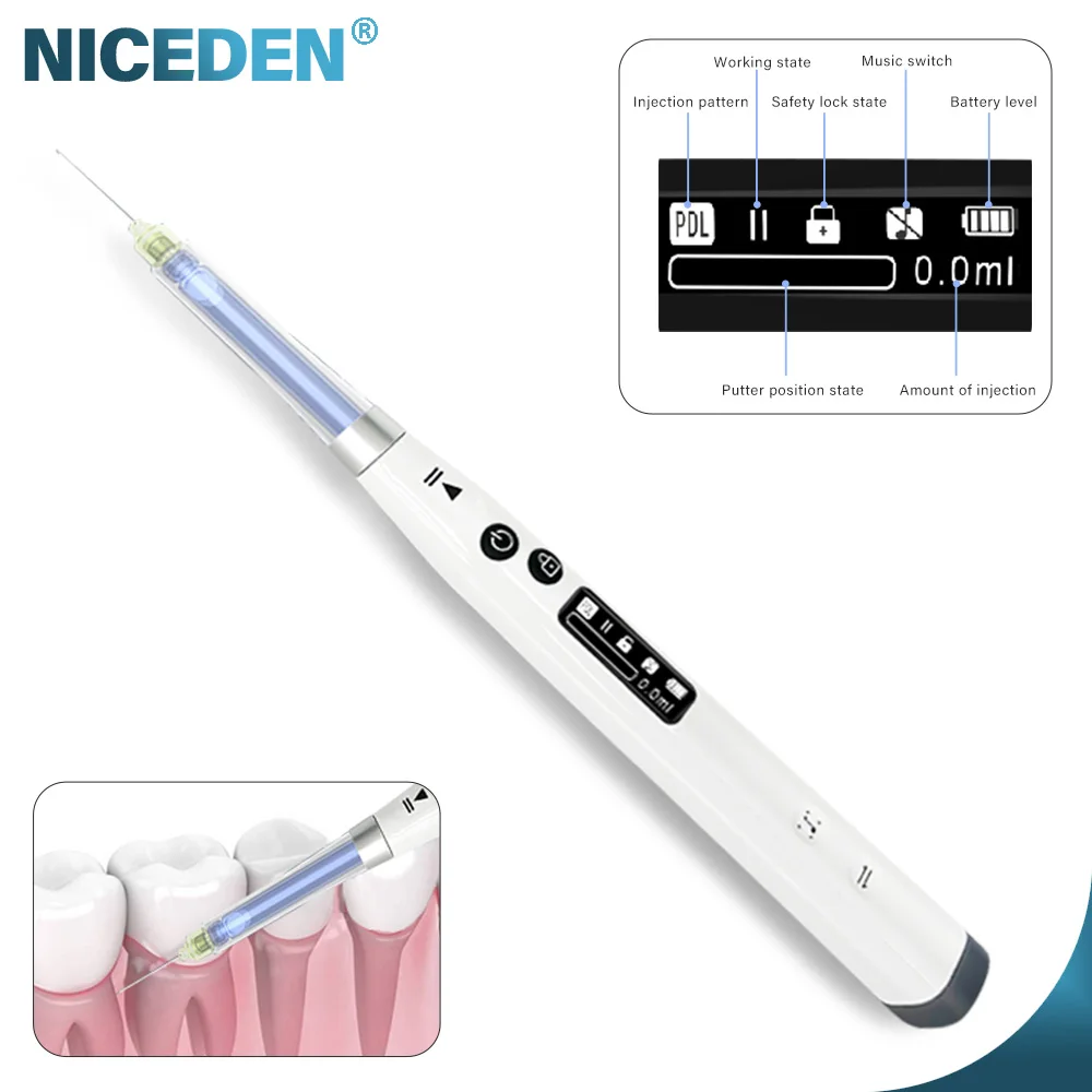 

Portable Painless Wireless Local anest hesia Injector den tal Oral LCD Display Operable Chargeable Suction Back Electric Power